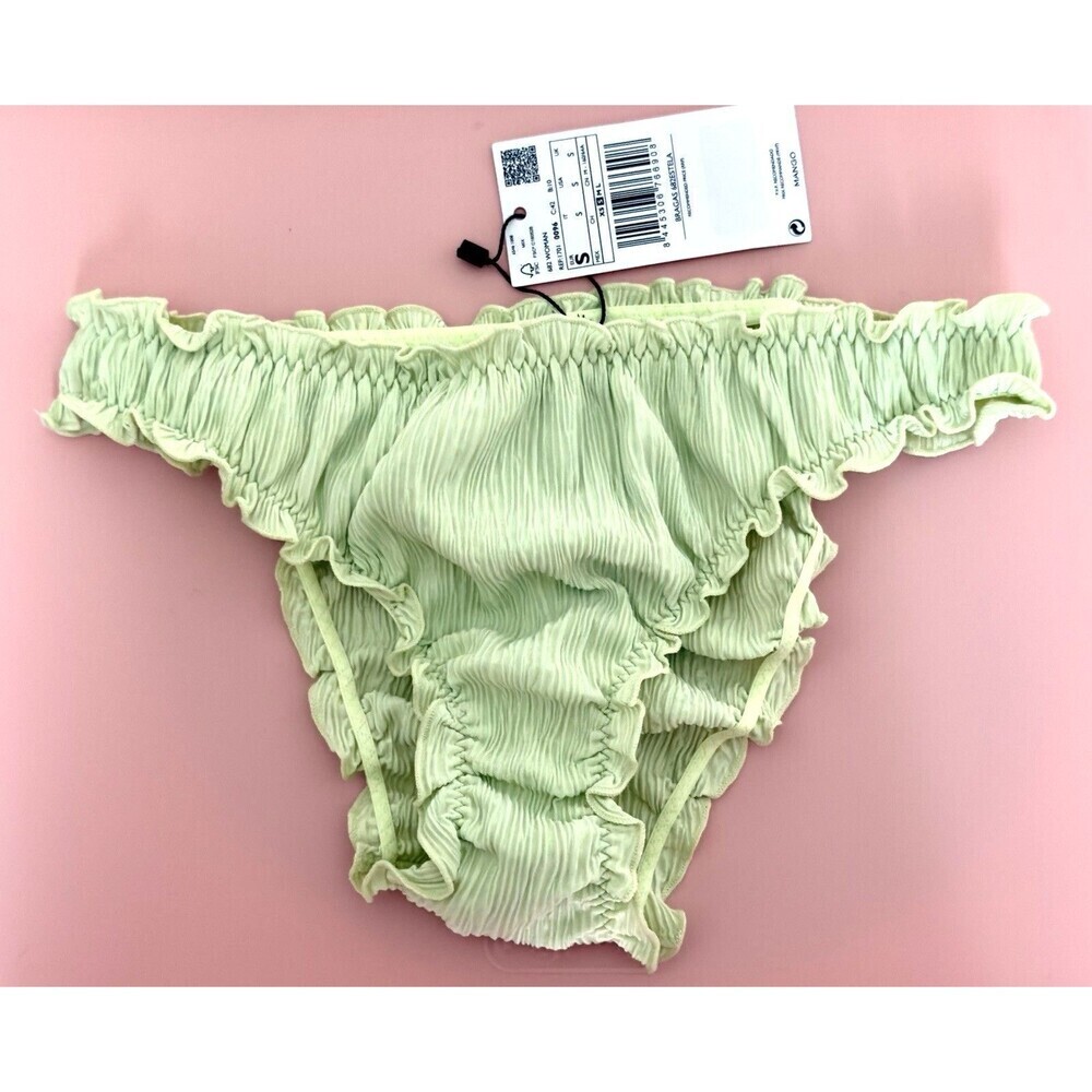Mango Green Ruffle Bikini Panties Women’s XS S UK 8 Lingerie Frilly Discontinued
